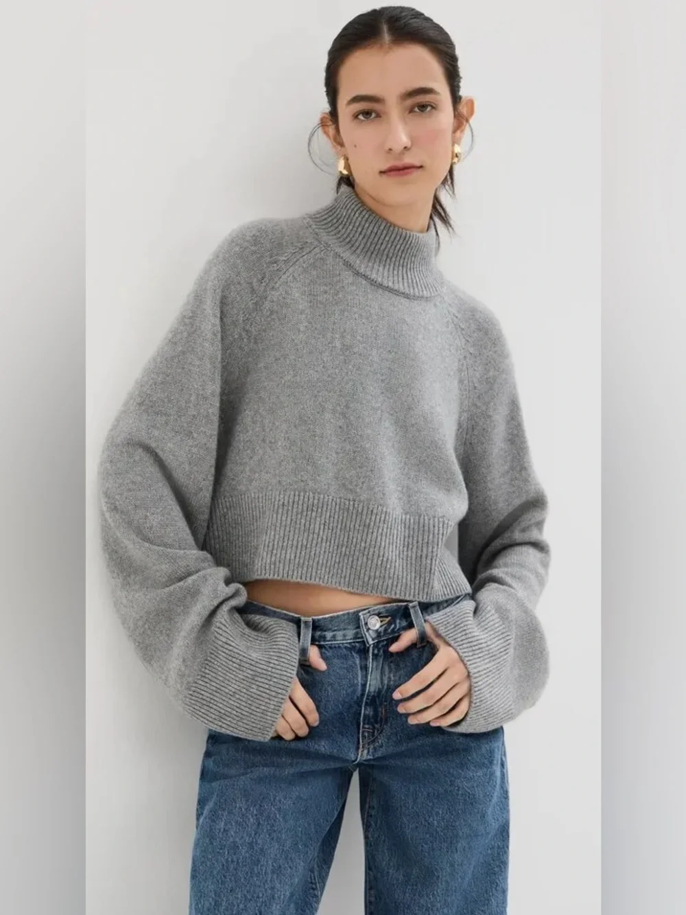 Reformation Garrett Cashmere Cropped Turtleneck Sweater - Picture 5 of 15